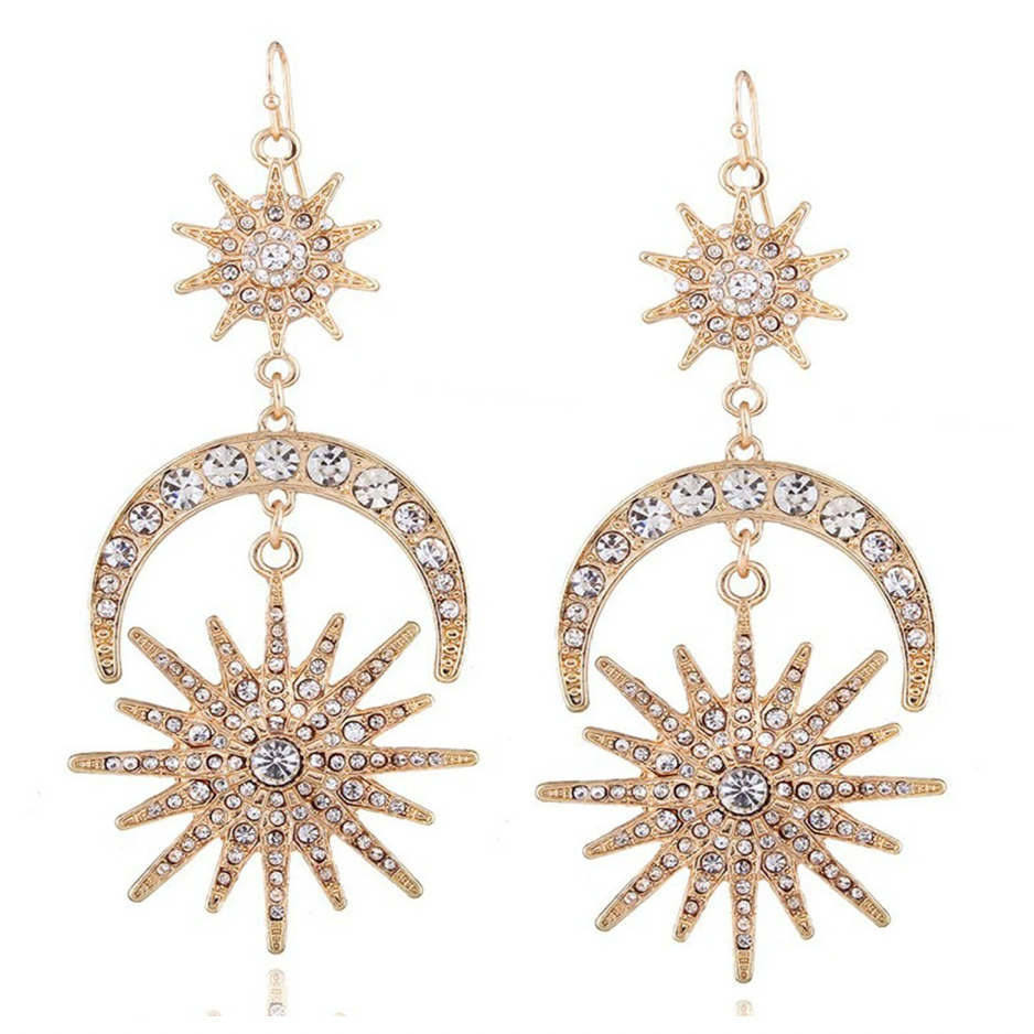 Sun and 2025 moon dangle earrings