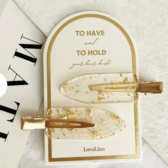 Bridesmaid Hair Clips in Golden Glitter