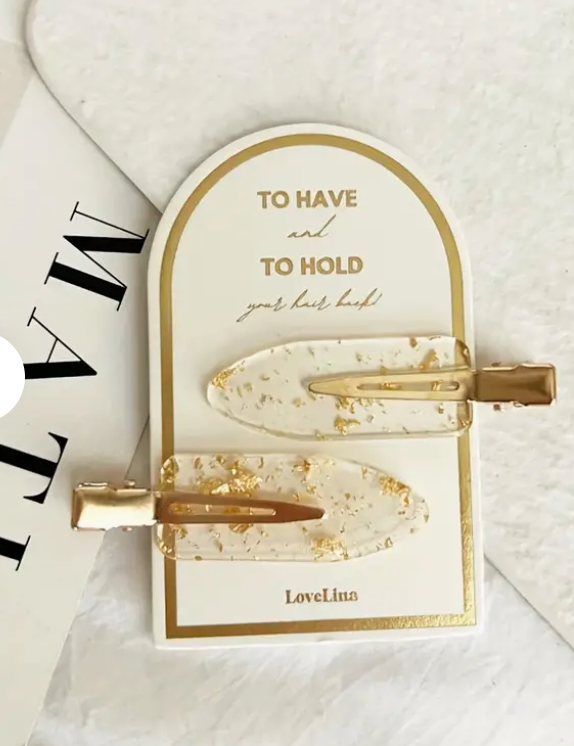 Bridesmaid Hair Clips in Golden Glitter