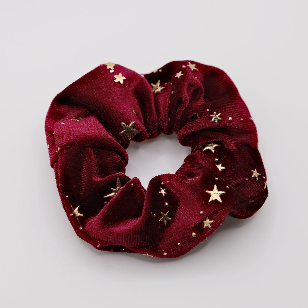 Velvet Scrunchies With Gold Stars